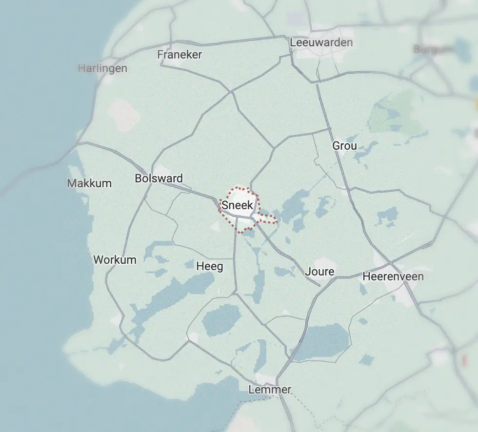 kaartje bezorggebied witgoed service Friesland 35km